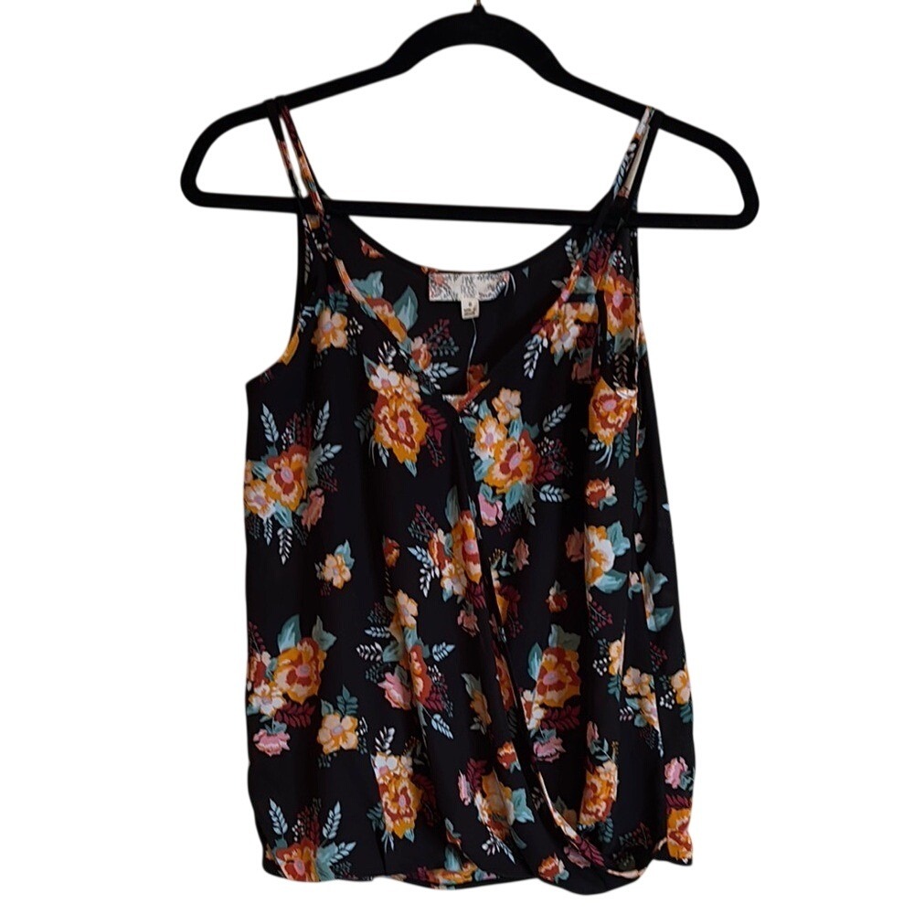 Pink Rose Black Floral Tank Top Size‎ Small Style #: PS823521BK